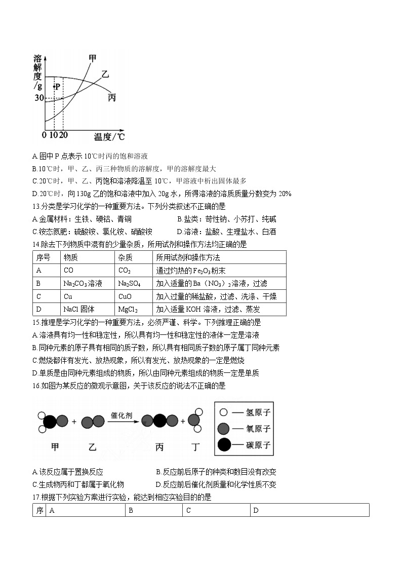 2022年山东省泰安市中考化学真题(word版含答案)03