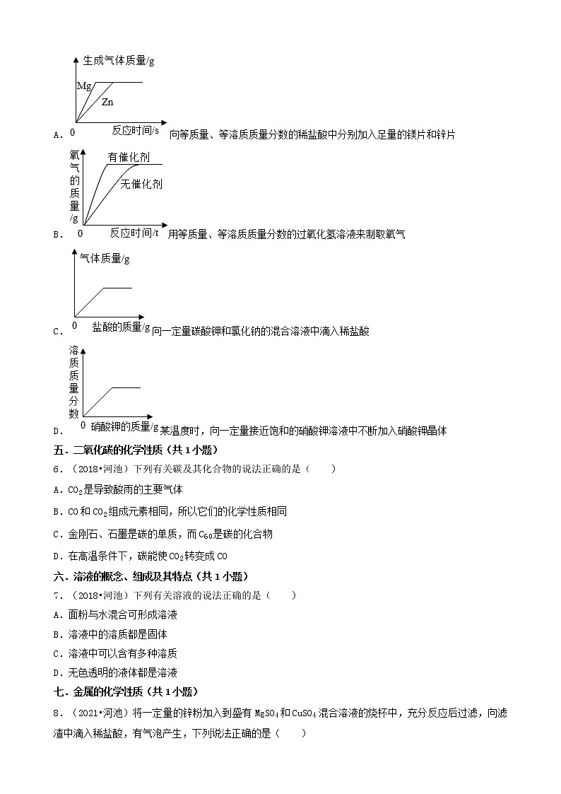 广西河池市五年(2018-2022)中考化学真题分题型分层汇编-03选择题(中档题)02