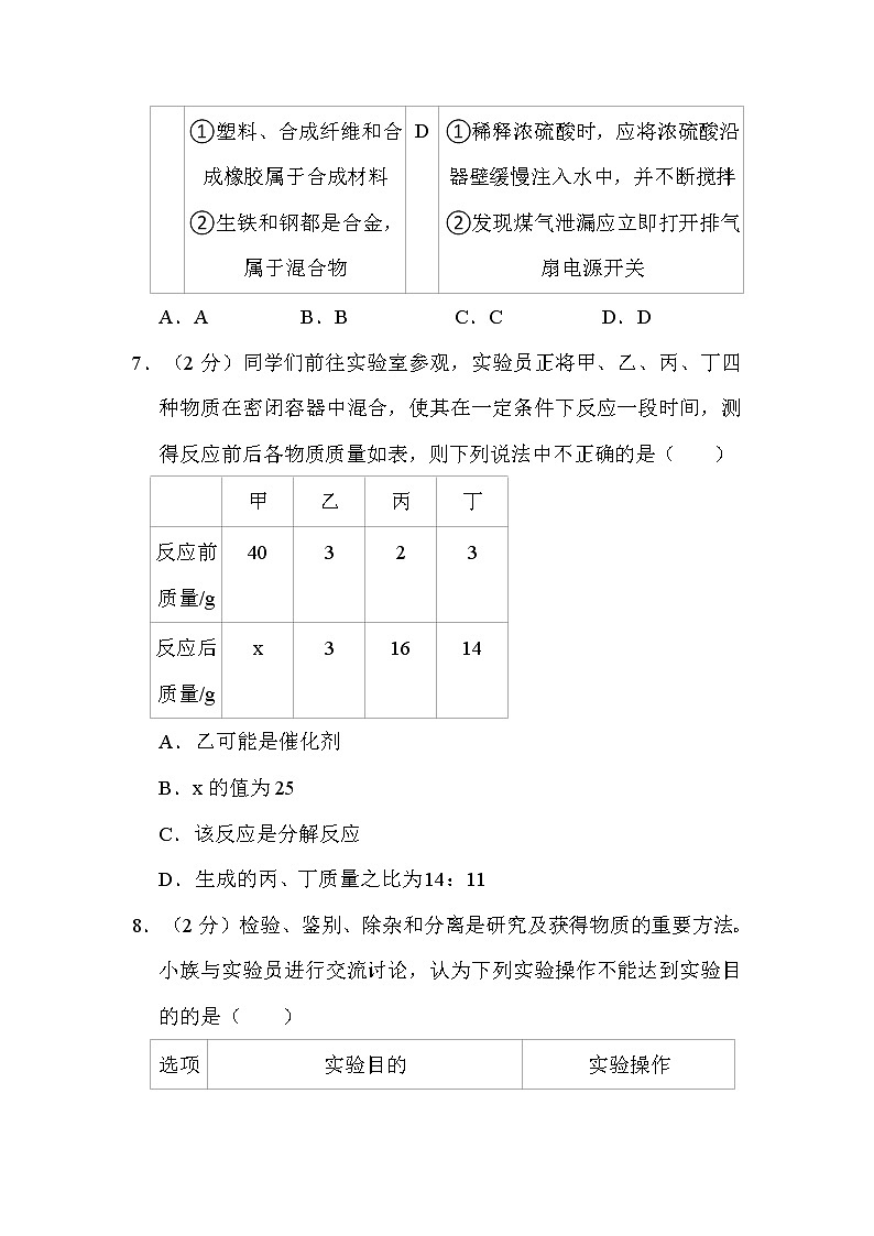 2022年湖北省鄂州市中考化学试卷解析版03