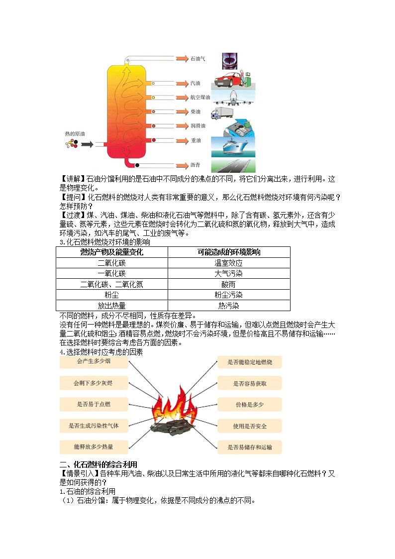 2022九年级化学上册第六单元燃烧与燃料6.2化石燃料的利用教案鲁教版第2页