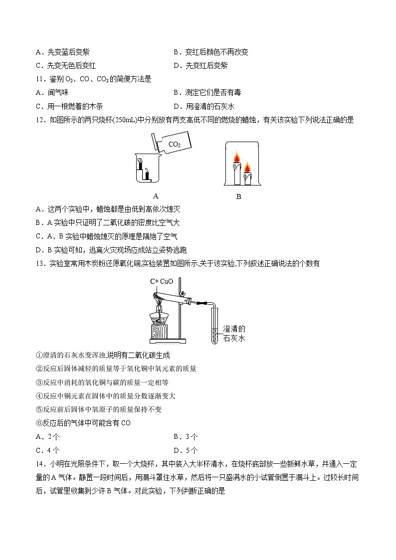 4.2.2 一氧化碳和二氧化碳 同步练习(原卷版)第2页