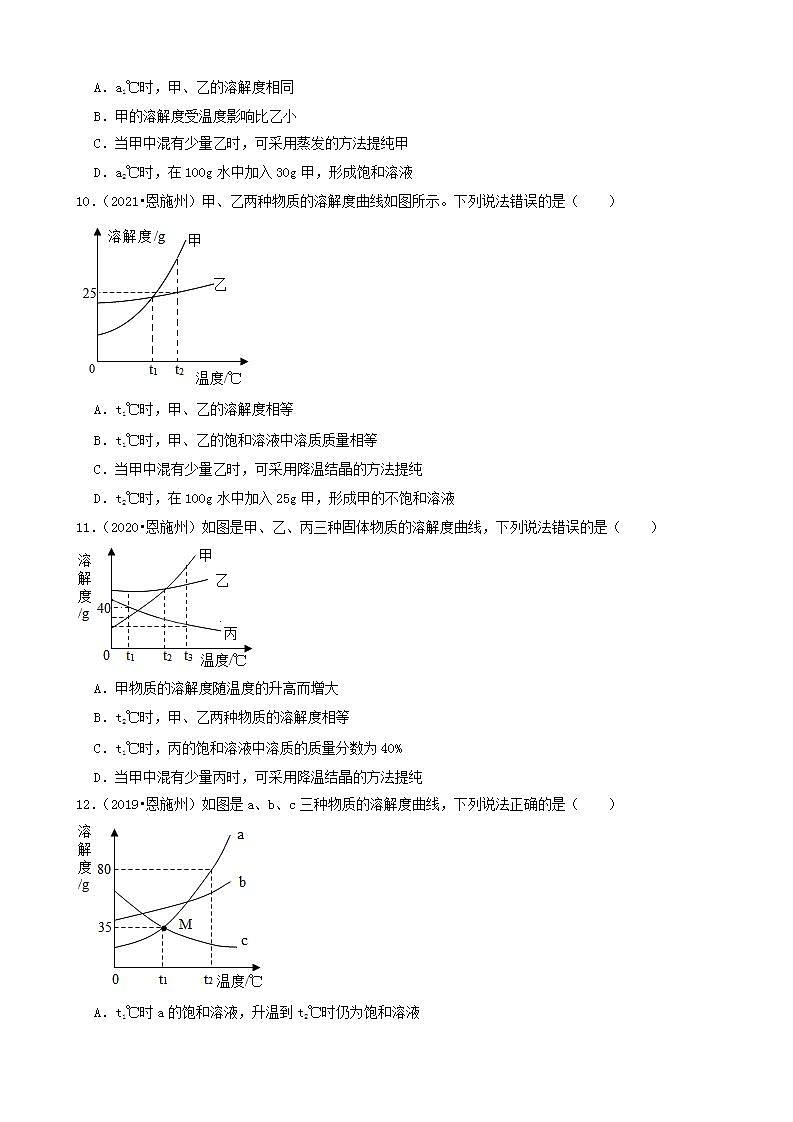 湖北省恩施五年(2018-2022)中考化学真题分题型分层汇编-01选择题(基础题)第3页