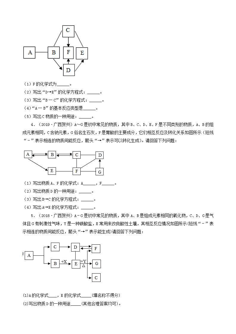广西贺州五年(2018-2022)中考化学真题分题型分层汇编-07推断题第2页