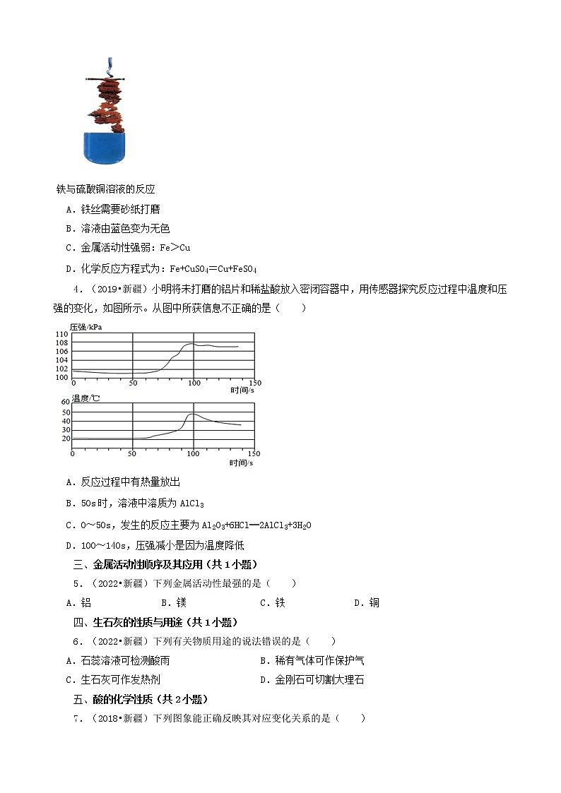 新疆五年(2018-2022)中考化学真题分题型分层汇编-02选择题(基础提升)02