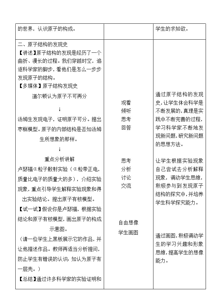 人教版五四制八年级化学 3.2.1原子的构成 教案第2页