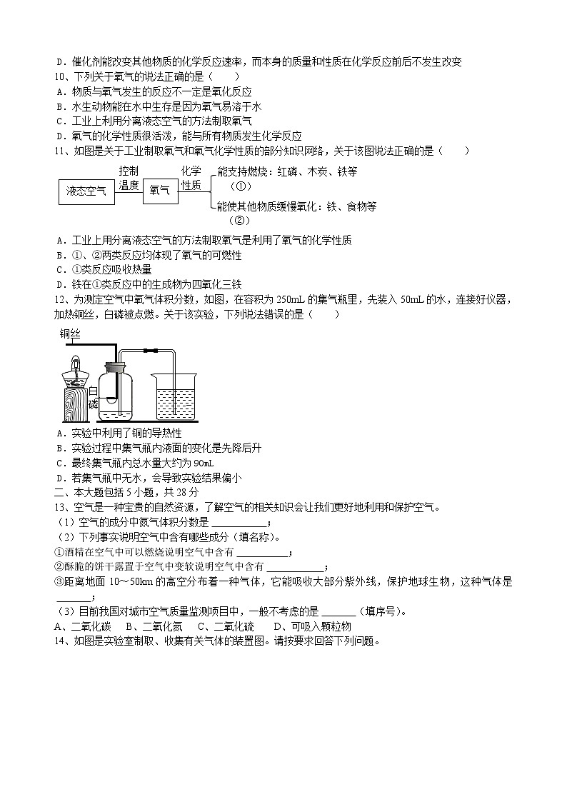 第二单元我们周围的空气检测试卷-九年级化学人教版上册含答案02