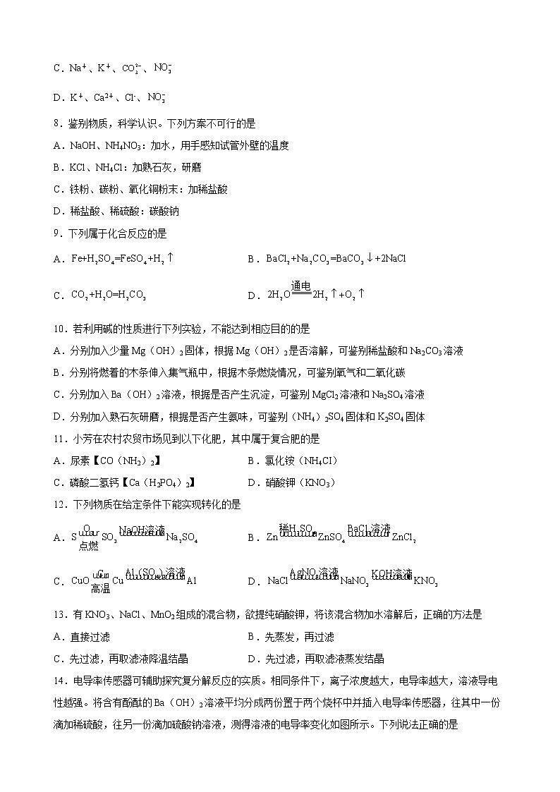 第十一单元盐 化肥同步测试-2021-2022学年九年级化学人教版下册(word版含答案)第2页