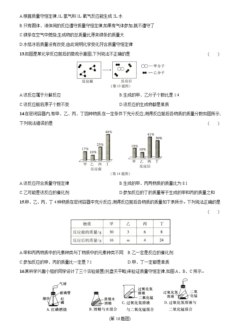 卷25  第五单元  课题1  质量守恒定律（精解版）--2022-2023学年九年级化学上册同步优化分层测评（人教版）03