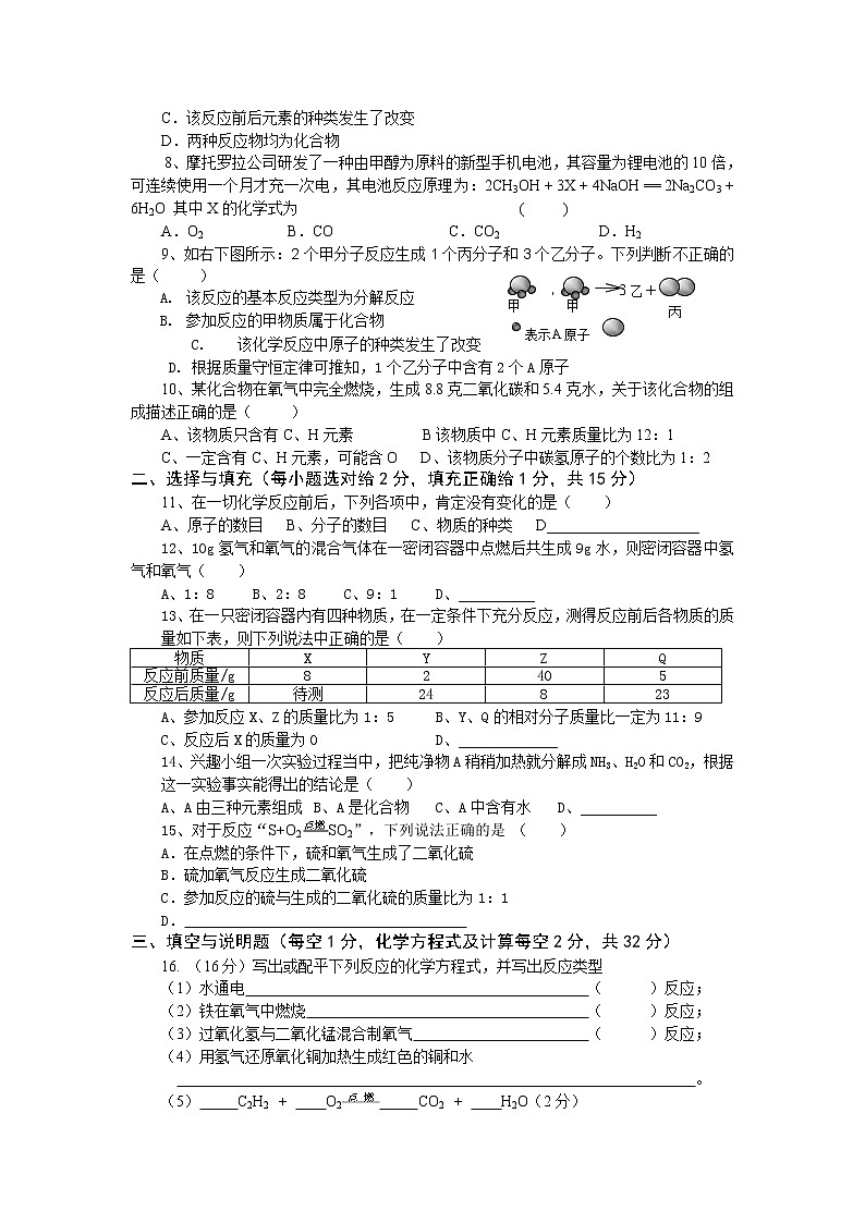 初中化学九上单元检测题(5)02