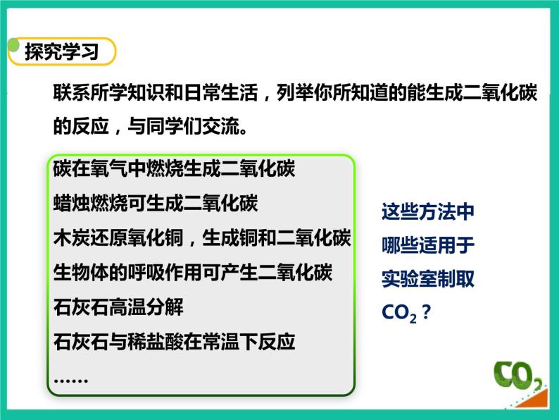 人教版初中化学九年级上册  第六单元课题2 二氧化碳制取的研究 （课件）04
