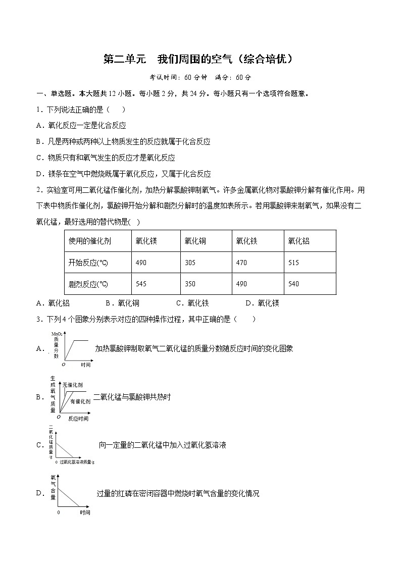 第二单元+我们周围的空气(综合培优)-2022-2023学年九年级上册化学单元双优滚动检测卷(人教版)01