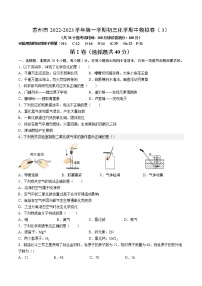 江苏省苏州市2022-2023学年九年级上学期化学期中模拟卷（3）(含答案)