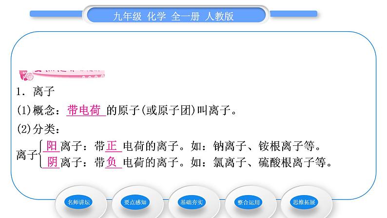 人教版九年级化学第三单元物质构成的奥秘课题2原子的结构第2课时离子与相对原子质量习题课件第6页