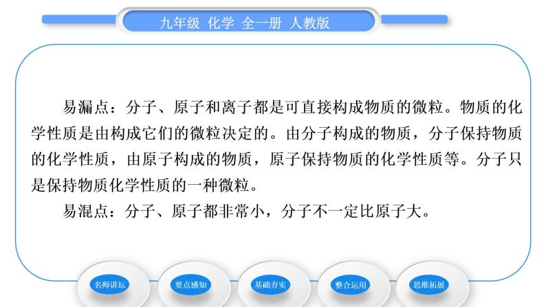 人教版九年级化学第三单元物质构成的奥秘课题1分子和原子习题课件05