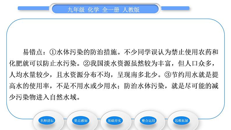 人教版九年级化学第四单元自然界的水课题1爱护水资源习题课件第4页