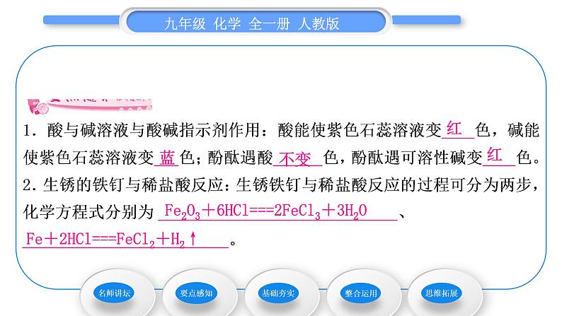 人教版九年级化学第十单元酸和碱人教版九年级化学第十单元酸和碱实验活动6、7 酸、碱的化学性质及溶液酸碱性的检验习题课件习题课件第6页