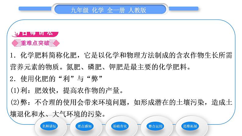 人教版九年级化学第十一单元盐 化肥课题2化学肥料习题课件02