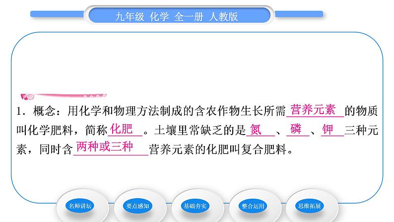 人教版九年级化学第十一单元盐 化肥课题2化学肥料习题课件06