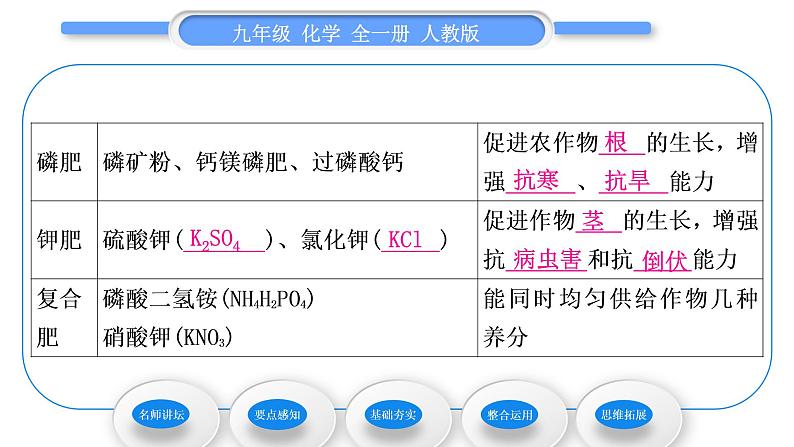 人教版九年级化学第十一单元盐 化肥课题2化学肥料习题课件08