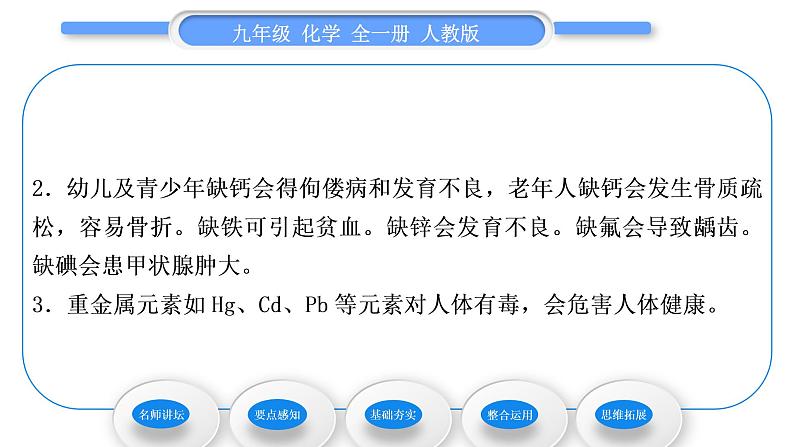 人教版九年级化学第十二单元化学与生活课题2化学元素与人体健康习题课件03