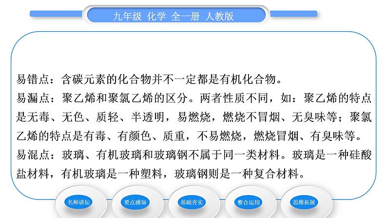 人教版九年级化学第十二单元化学与生活课题3有机合成材料习题课件04