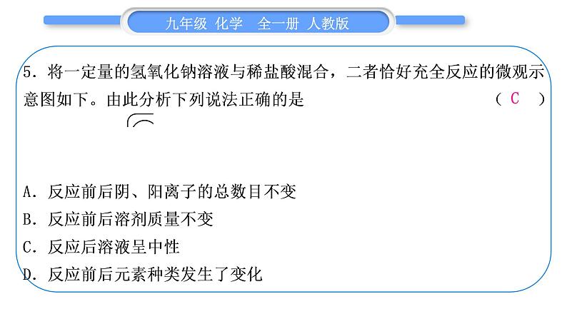 人教版九年级化学单元周周测十三(10.2~实验活动7)习题课件第6页