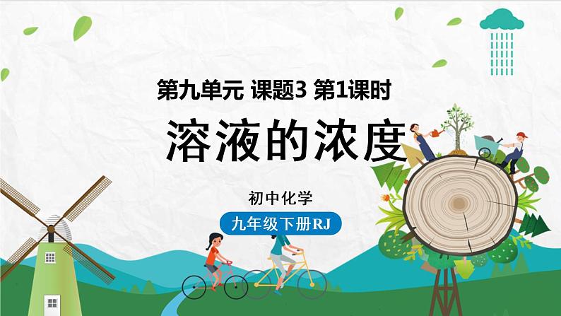 人教化学九(下)第9单元 课题3 溶液的浓度 PPT课件01