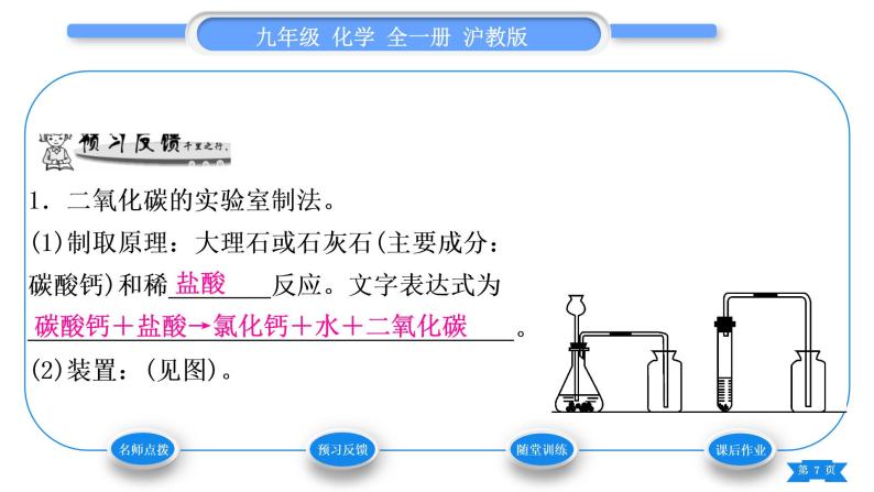 沪教版九年级化学上第2章身边的化学物质第2节奇妙的二氧化碳第2课时二氧化碳的制备与利用，二氧化碳与人体健康习题课件07