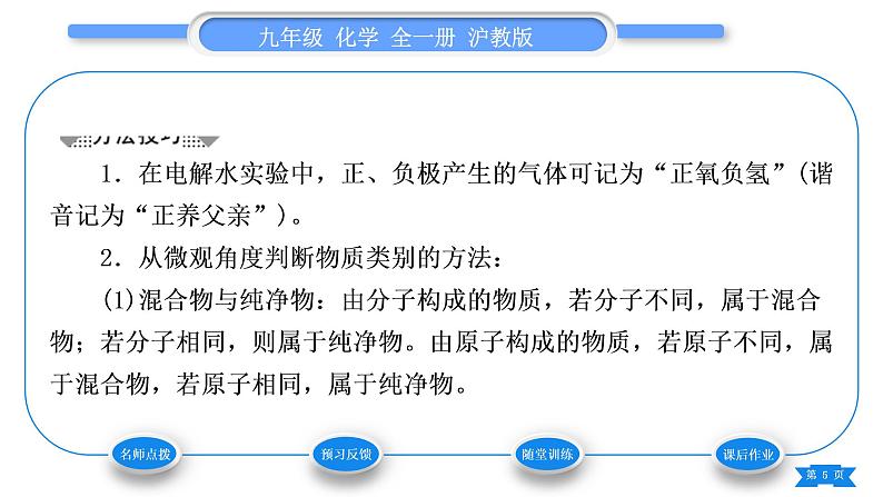 沪教版九年级化学上第2章身边的化学物质第3节自然界中的水第1课时水的组成习题课件第5页
