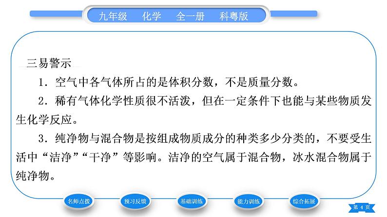 科粤版九年级化学上第二章空气、物质的构成2.1空气的成分第1课时空气的成分 混合物和纯净物习题课件04