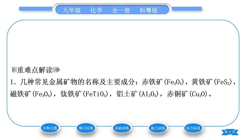 科粤版九年级化学下第六章金属6.3金属矿物与冶炼习题课件02