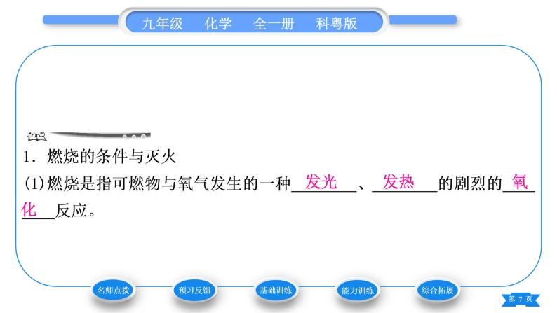 科粤版九年级化学上第三章维持生命之气——氧气3.3燃烧条件与灭火原理习题课件07