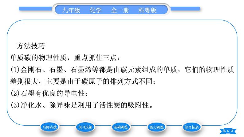 科粤版九年级化学上第五章燃料5.2组成燃料的主要元素——碳习题课件第5页
