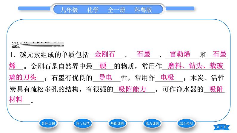 科粤版九年级化学上第五章燃料5.2组成燃料的主要元素——碳习题课件第6页