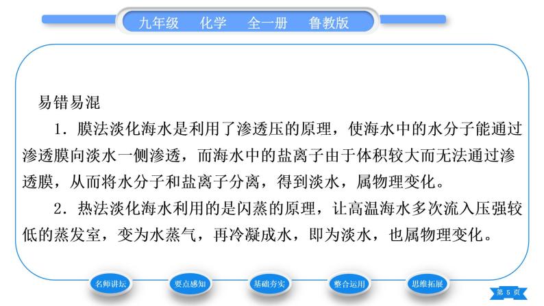 鲁教版九年级化学下第八单元海水中的化学第一节海洋化学资源习题课件05