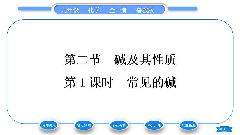 鲁教版九年级化学下第七单元常见的酸和碱第二节碱及其性质第1课时常见的碱习题课件第1页