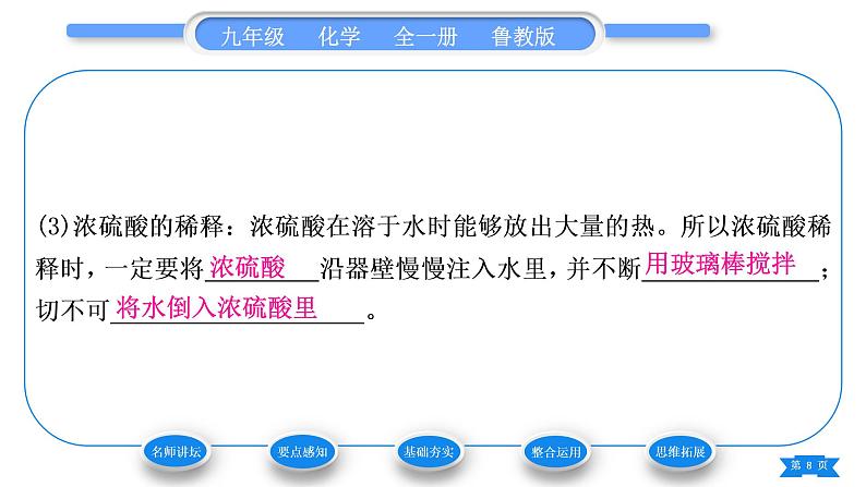 鲁教版九年级化学下第七单元常见的酸和碱第一节酸及其性质第1课时常见的酸习题课件08