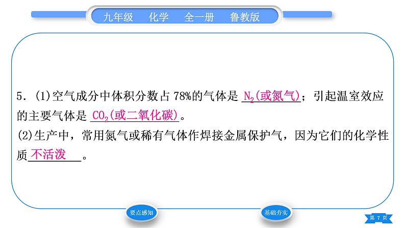 鲁教版九年级化学上第四单元我们周围的空气第一节空气的成分第2课时空气是一种重要的资源习题课件第7页