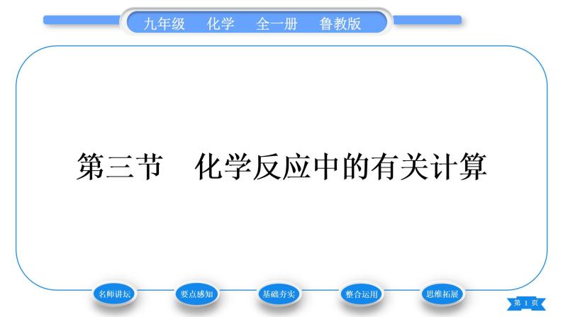 鲁教版九年级化学上第五单元定量研究化学反应第三节化学反应中的有关计算习题课件01