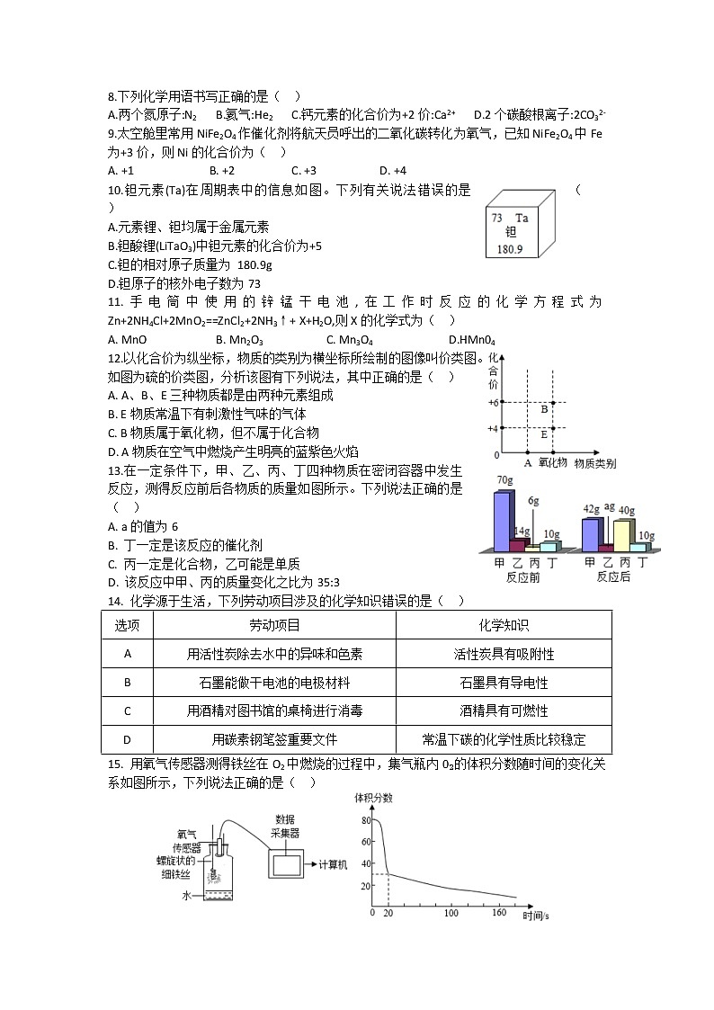 广东省东莞市南城阳光实验中学2022-2023学年九年级上学期第二次月考化学试卷(含答案)第2页