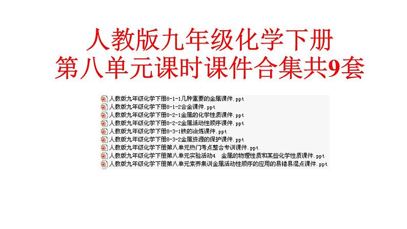 人教版九年级化学下册第八单元课时课件合集共9套第1页
