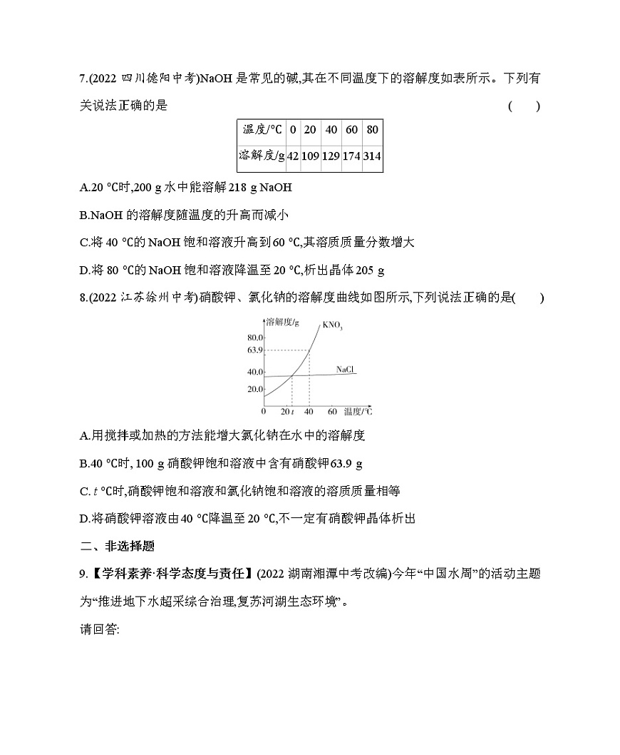 2023年中考化學(xué)備戰(zhàn)---真題分項(xiàng)精練(三) 水和常見的溶液第3頁