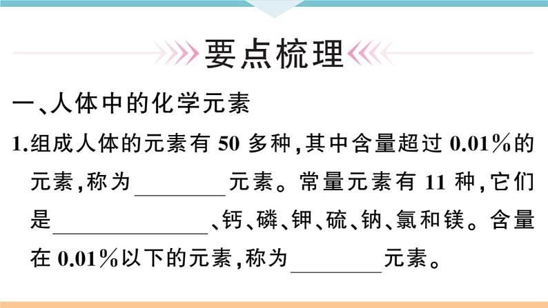 初三九年级化学下册河南同步练习5十二单元化学与生活2课题2化学元素与人体健康课件PPT02