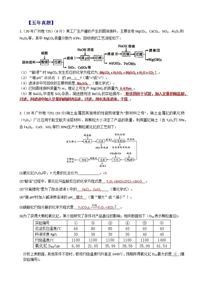 工業(yè)流程專題（廣州專版）教師版第3頁