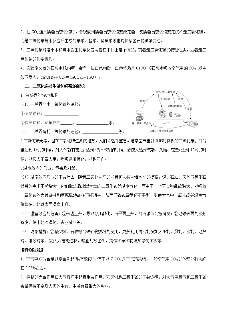 课题3 二氧化碳和一氧化碳—2022-2023学年九年级化学上册 （人教版）(无答案)03