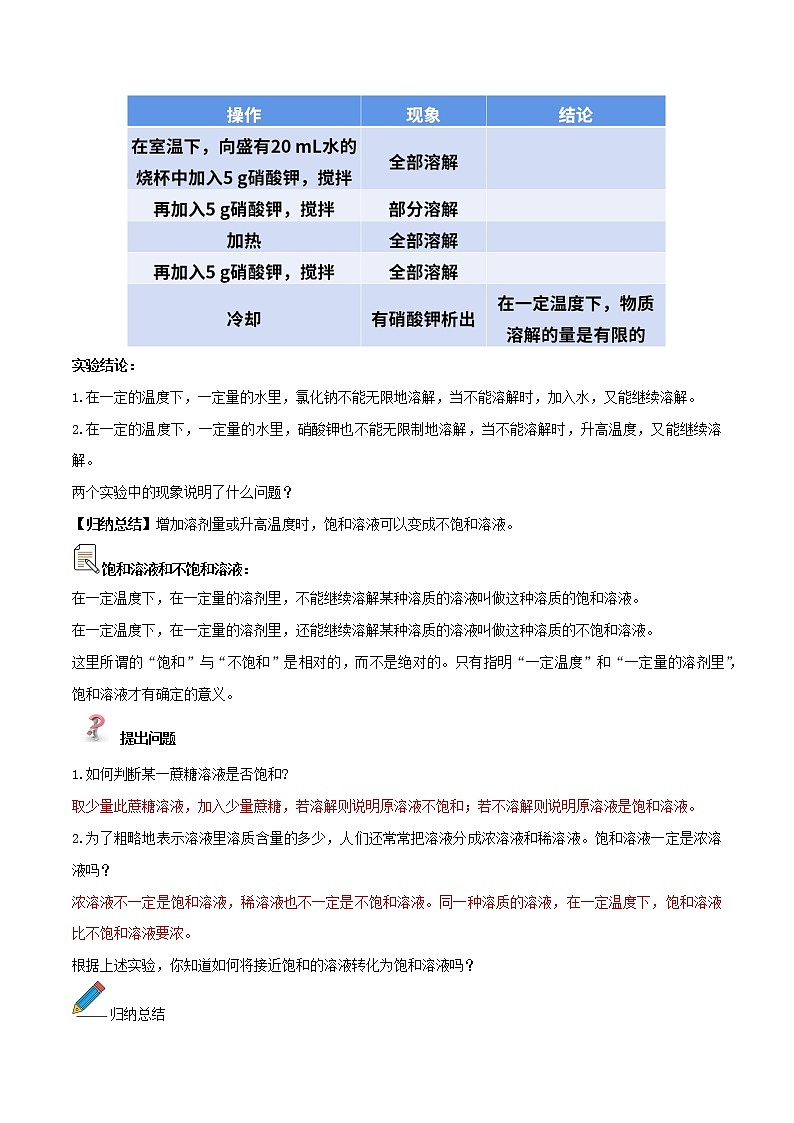 人教版化学九年级下册 9.2溶解度(第1课时) 课件+教案03