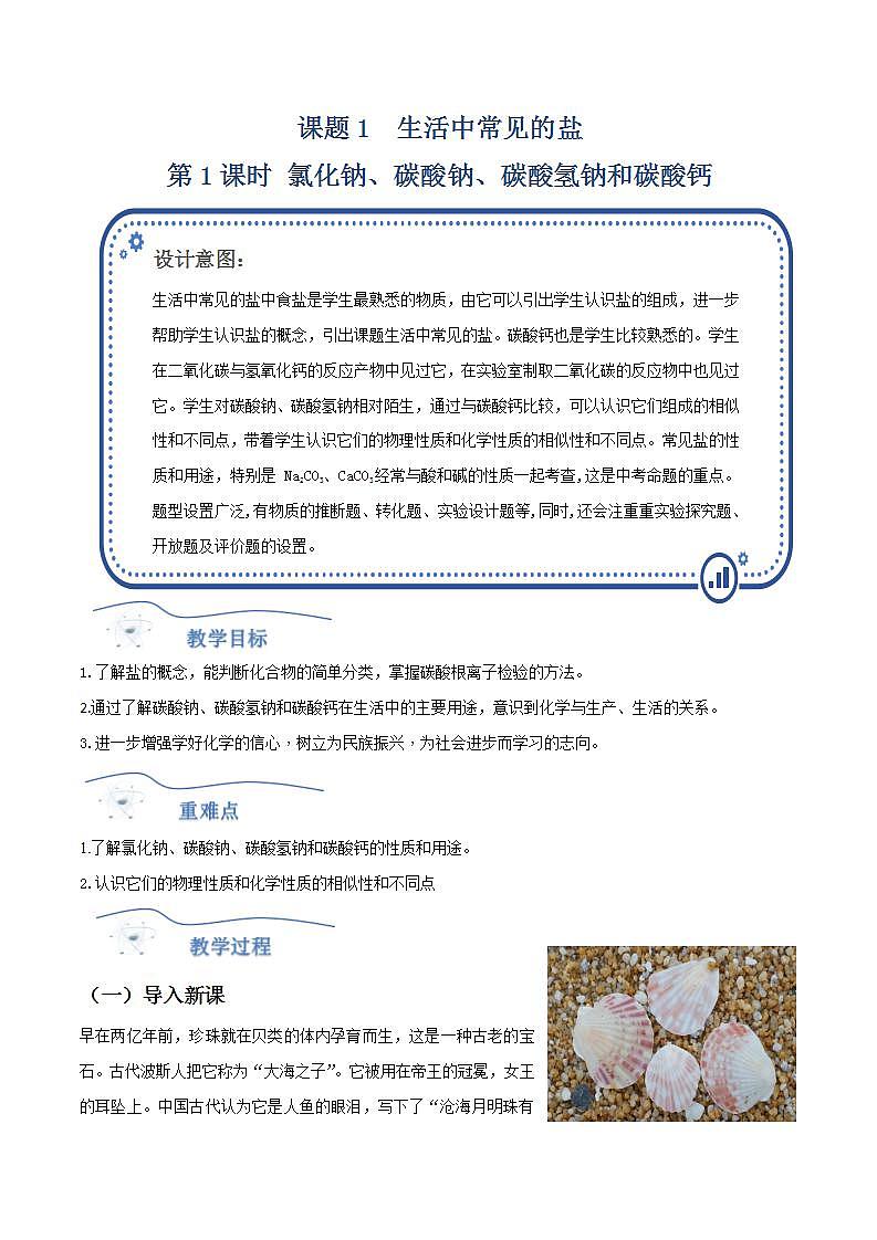 人教版化学九年级下册 11.1生活中常见的盐(第1课时) 课件+教案01