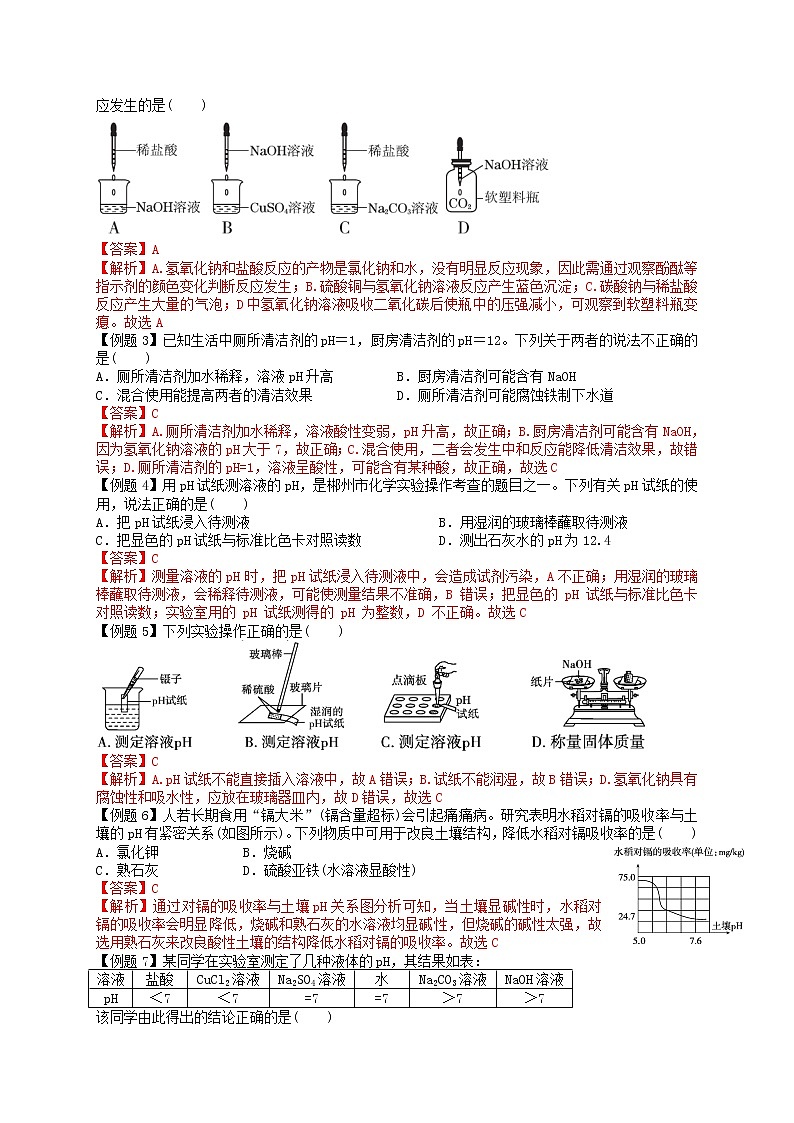 课题2 酸和碱的中和反应-九年级化学下册尖子生必备考点精讲精练(人教版)02