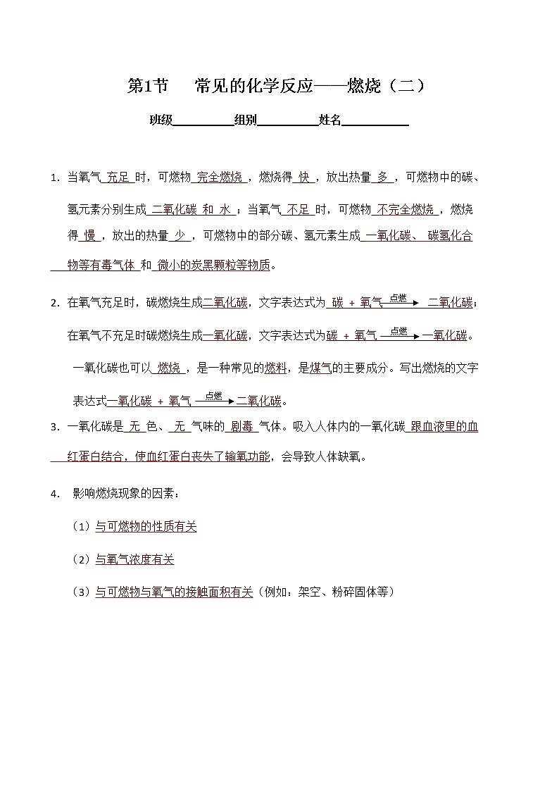 4.1 认识化学变化(上)-2023年中考化学复习必背知识手册(沪教版)(记忆卡)第2页