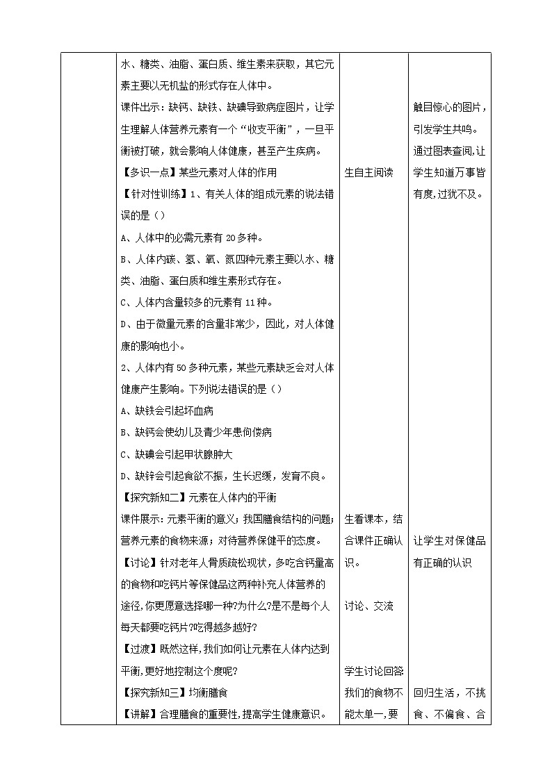鲁教版化学九年级下册 10.2化学元素与人体健康(课件+教学设计+一课一练)02